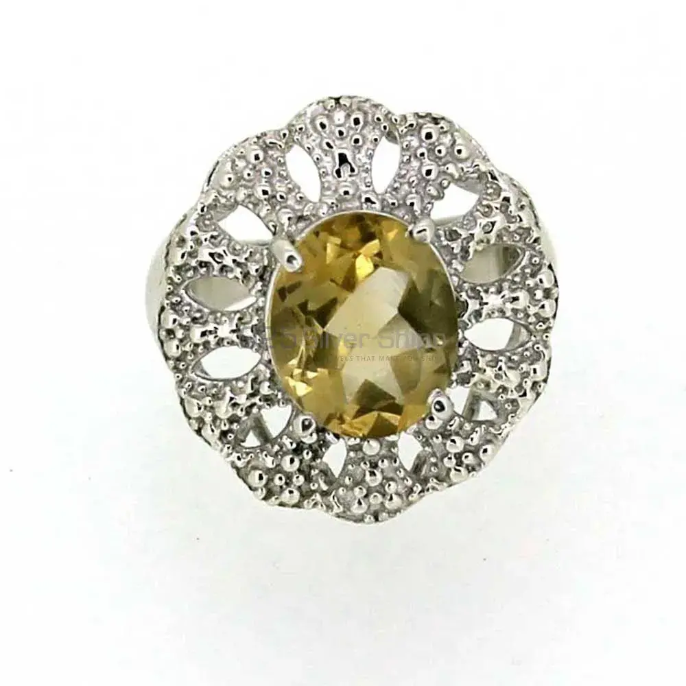 Sterling Silver Citrine Gemstone Rings 925SR018-4