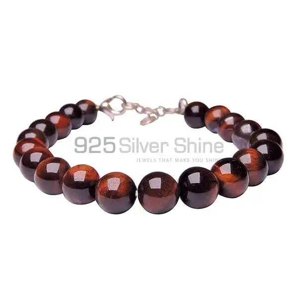 Red Tiger's Eye Gemstone Beads Bracelets 925BB229
