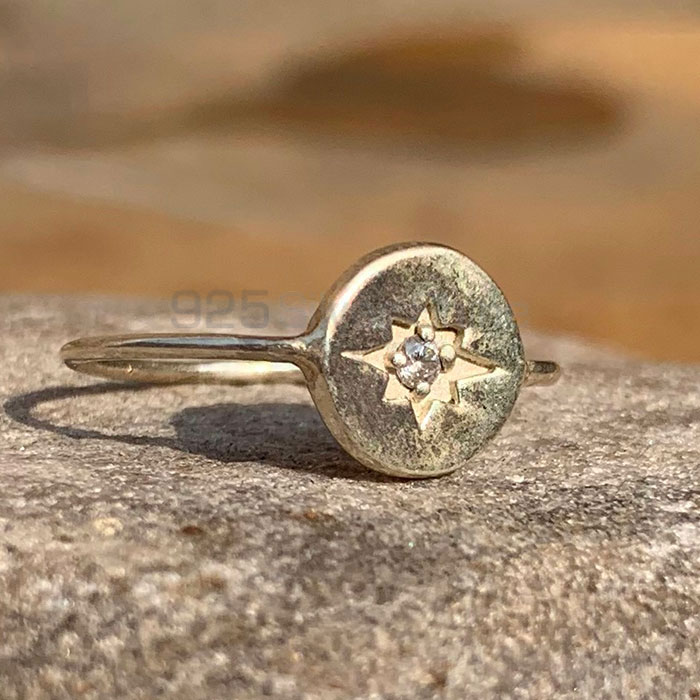 Louts Symbol Sterling Silver Ring In CZ Gemstone SSR189_1