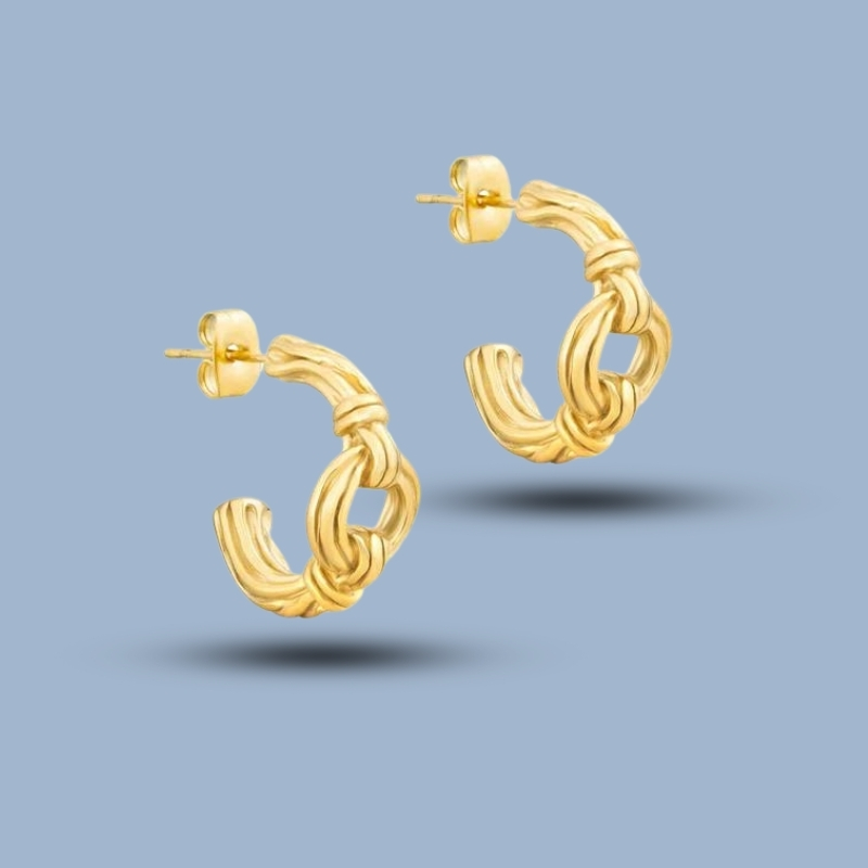 Lover'S Knot 925 Sterling Silver Twisted Hoop Earrings 925She185