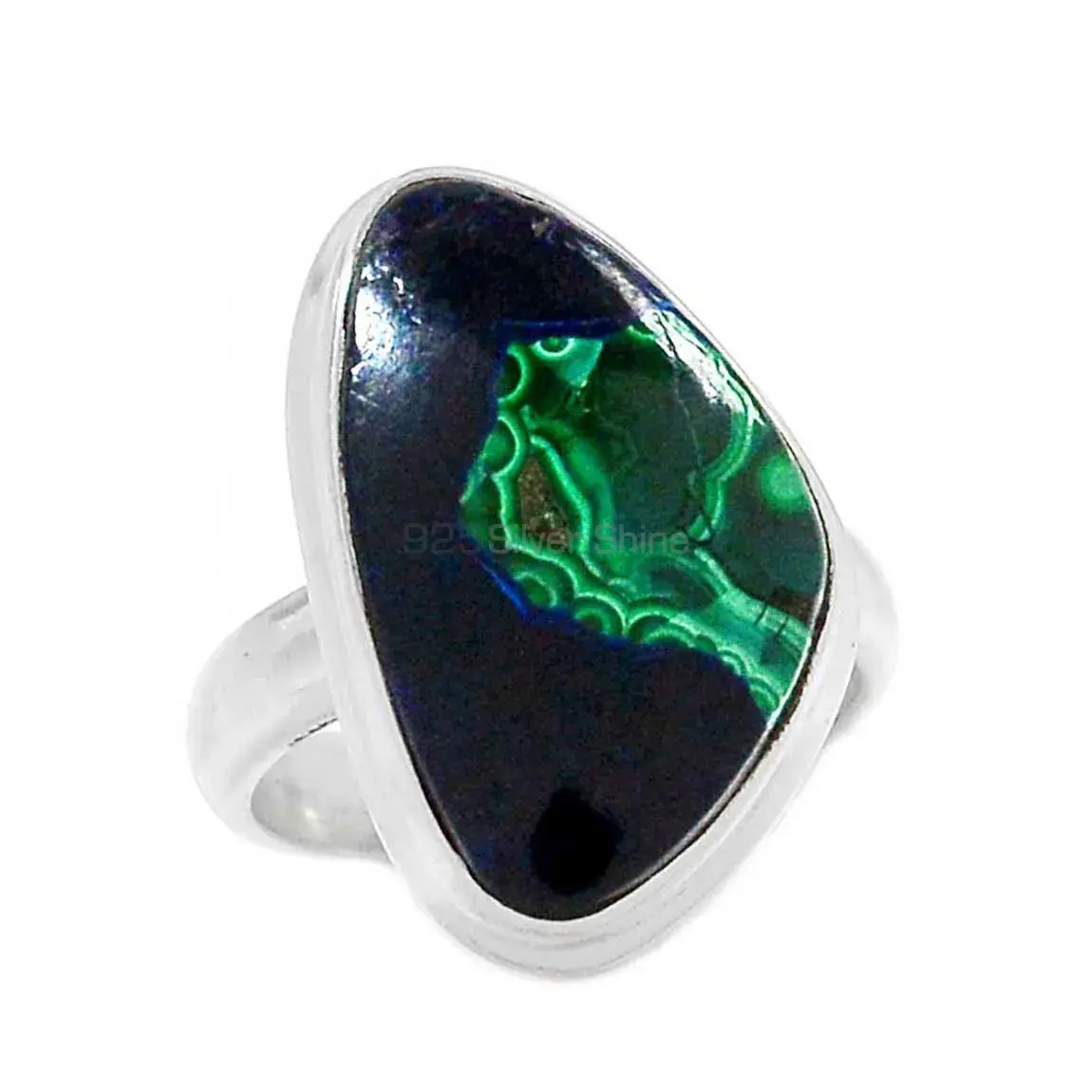 Malachite In Azurite Gemstone Handmade Ring In Sterling Silver 925SR2275