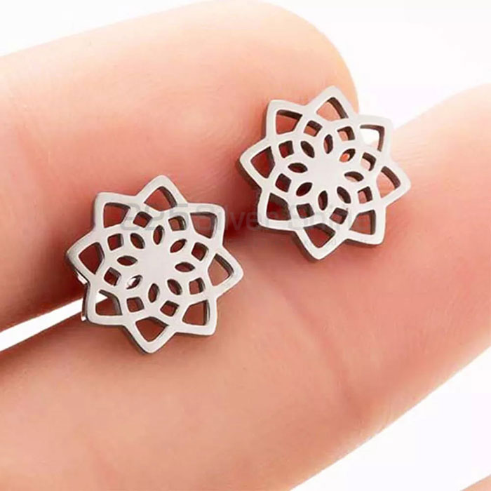 Mandala Flower Stud Earrings For Women In 925 Silver FWME198_0