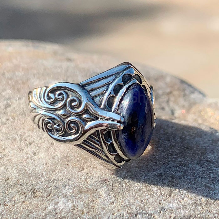 Marquise Lapis Lazuli Gemstone Ring In Fine 925 Silver SSR227_1