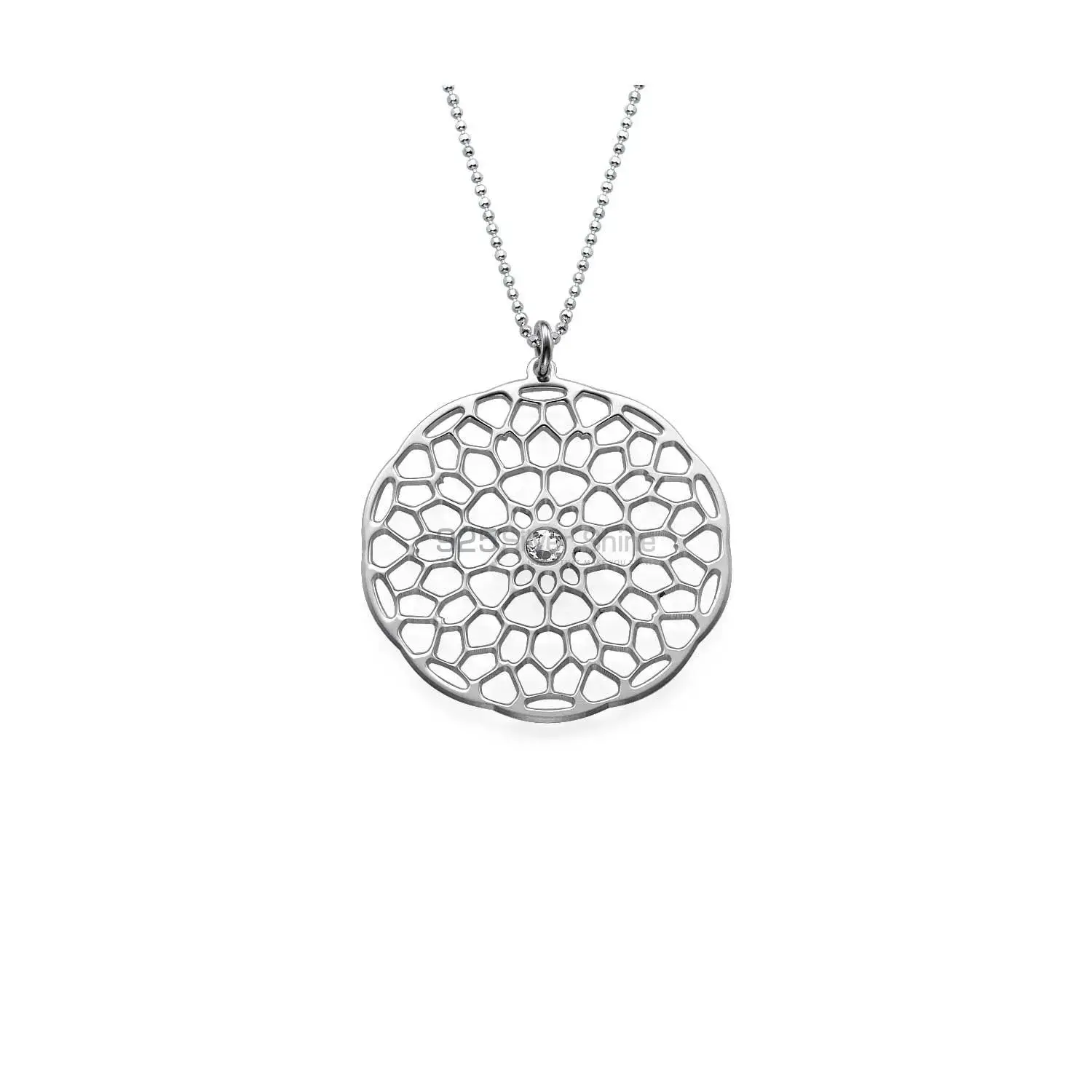 Maze Mandala Pendant in Sterling Silver With Crystal Stone 925MN126