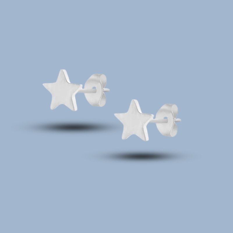 Mini Single Star 925 Sterling Silver Stud Earring 925She297_0