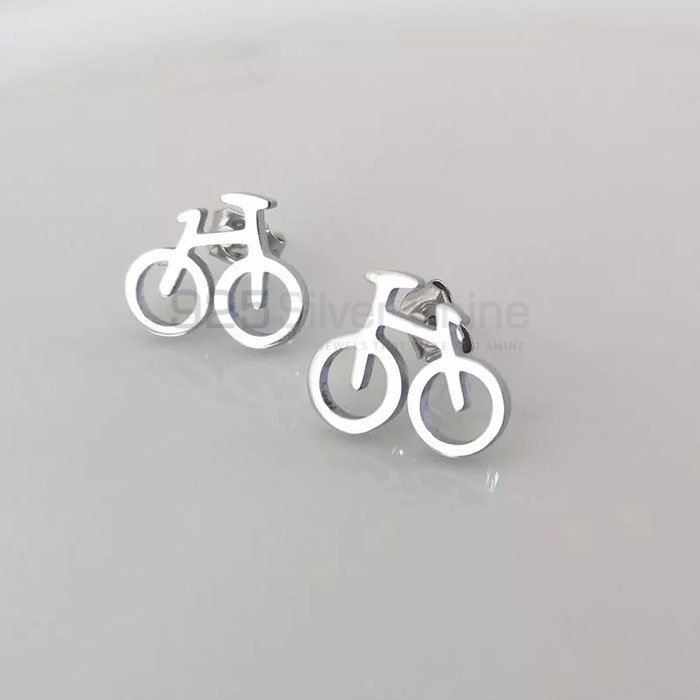 Minimalist Bicycle Stud Earrings In 925 Sterling Silver BIME11