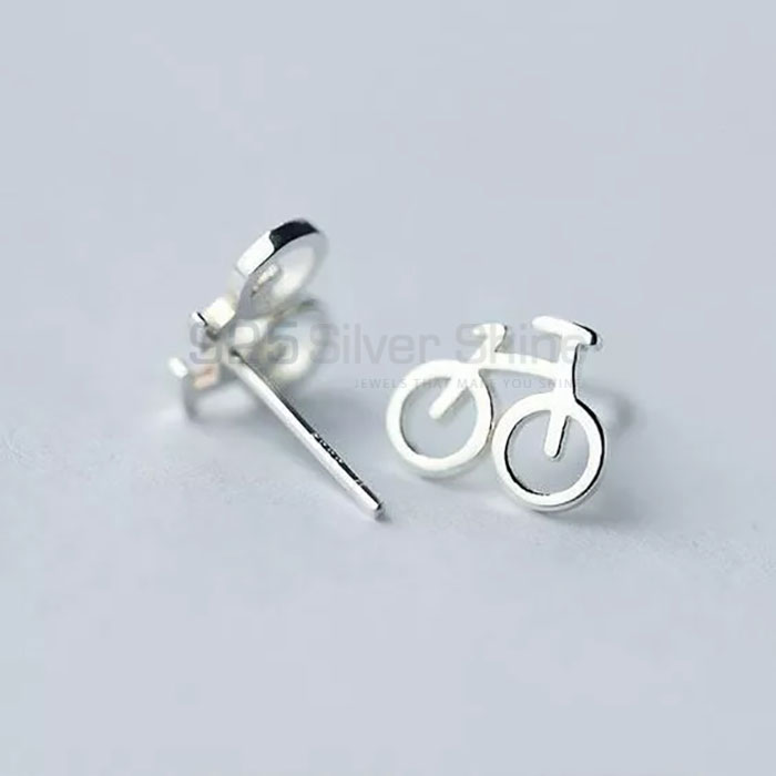 Minimalist Bicycle Stud Earrings In 925 Sterling Silver BIME11_0