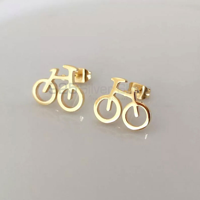 Minimalist Bicycle Stud Earrings In 925 Sterling Silver BIME11_1