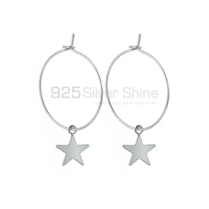 Minimalist Star Charm Hoop Earring In Sterling Silver STME485
