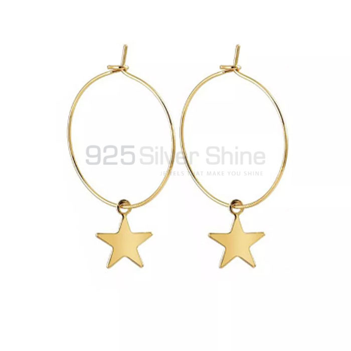 Minimalist Star Charm Hoop Earring In Sterling Silver STME485_0