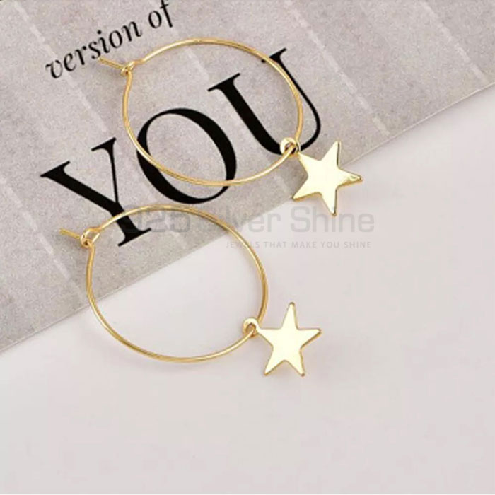 Minimalist Star Charm Hoop Earring In Sterling Silver STME485_1