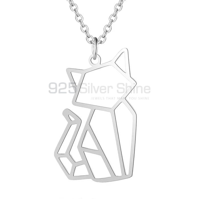 Modern Cat Necklace, Animal Minimalist Necklace In 925 Sterling Silver AMN216
