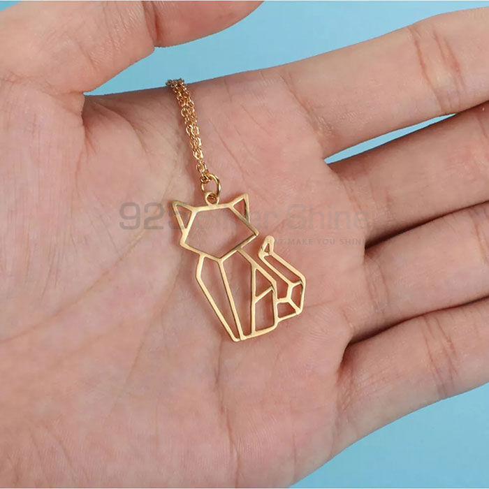 Modern Cat Necklace, Animal Minimalist Necklace In 925 Sterling Silver AMN216_3