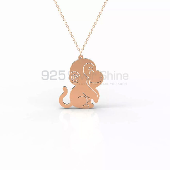Monkey Pendant, Hand Made Animal Minimalist Pendant In 925 Sterling Silver AMP276