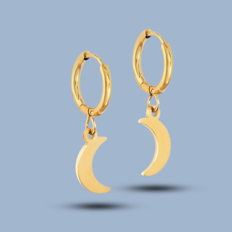 Moon Charm Pendant 925 Sterling Silver Helix Earring Hoop 925She338