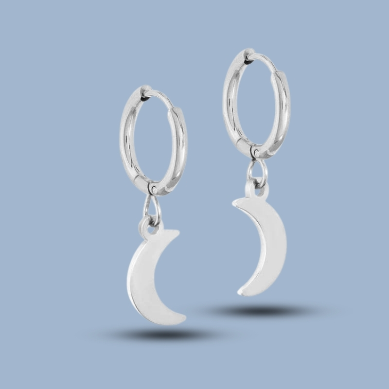 Moon Charm Pendant 925 Sterling Silver Helix Earring Hoop 925She338_0