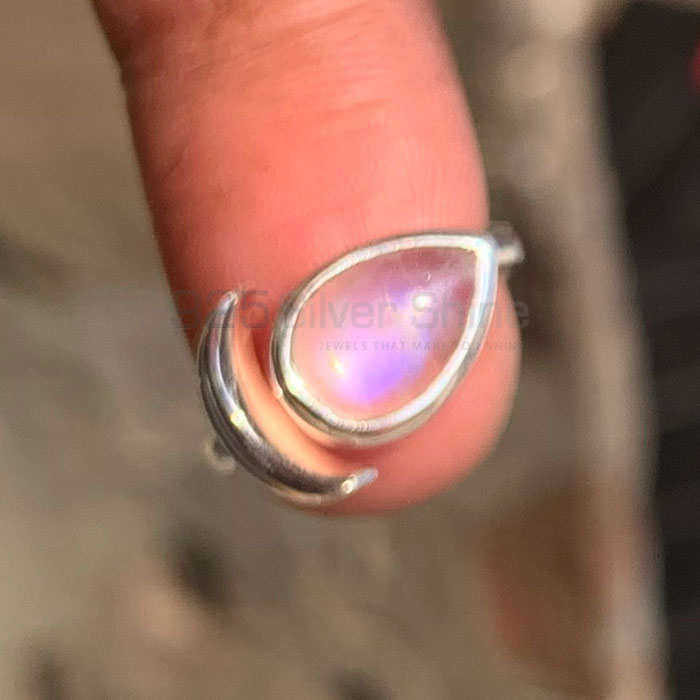 Moon Symbol Rainbow Moonstone Ring In Sterling Silver SSR201_0