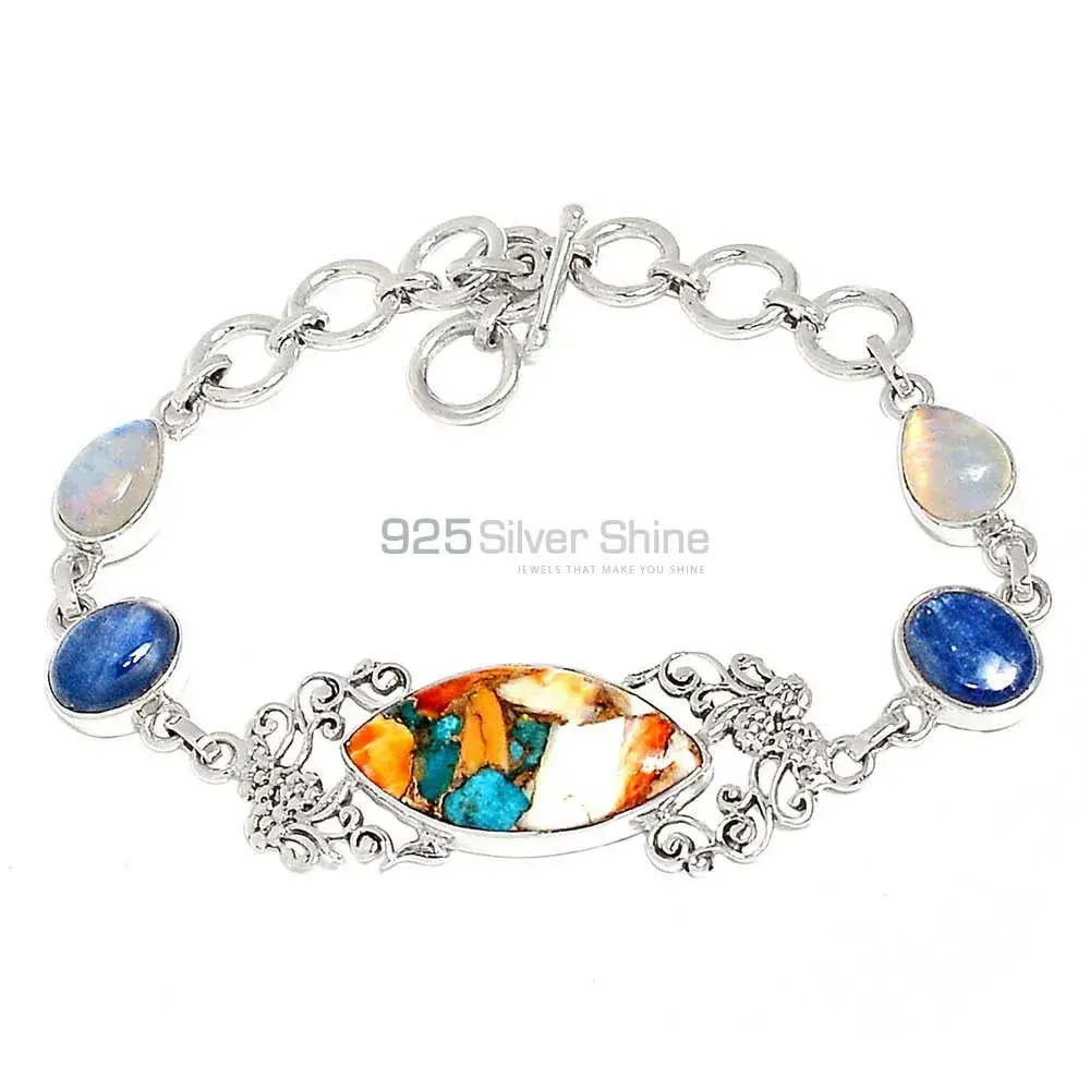 Mosaic Jasper-Kyanite-Rainbow Moonstone High Quality Bracelets Suppliers In 925 Fine Silver Jewelry 925SB298-4