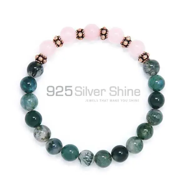 Moss Agate Beads Meditation Bracelets 925BB288