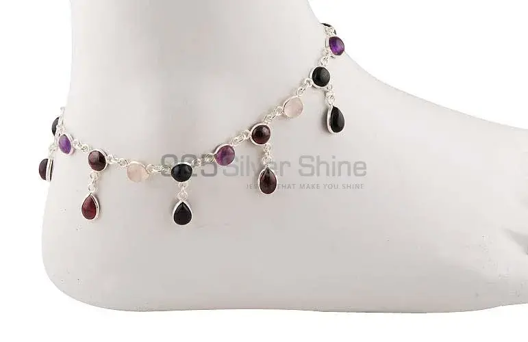 Multi Gemstone Anklets In 925 Sterling Silver Jewelry 925ANK102