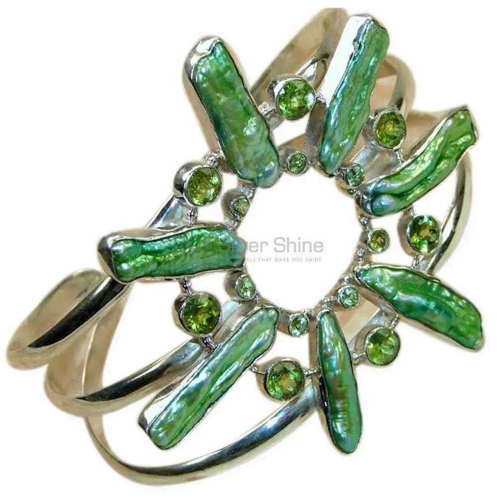 Multi Gemstone Cuff Bangle In 925 Sterling Silver Jewelry 925SSB155