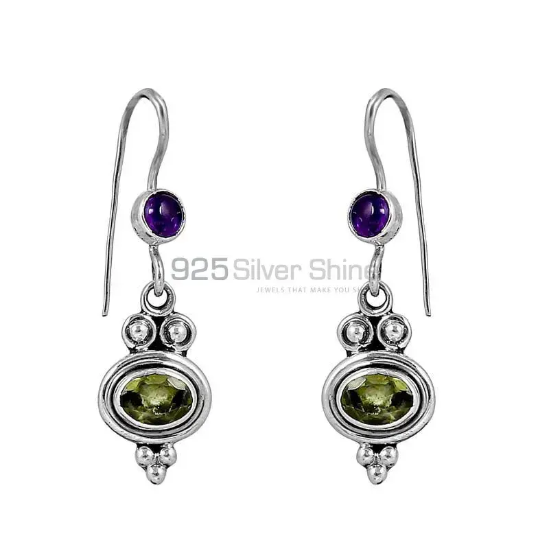 Amethyst-Peridot Gemstone Earring In 925 Sterling Silver Jewelry 925SE137