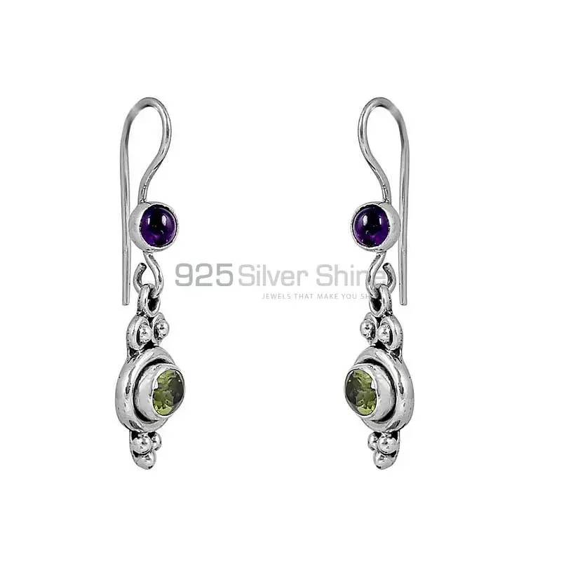 Amethyst-Peridot Gemstone Earring In 925 Sterling Silver Jewelry 925SE137_0