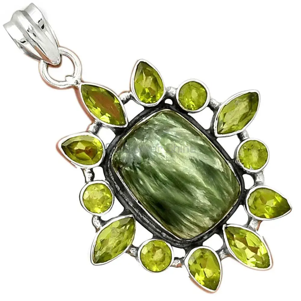 Multi Gemstone Handmade Pendants In 925 Sterling Silver Jewelry 925SP078-1