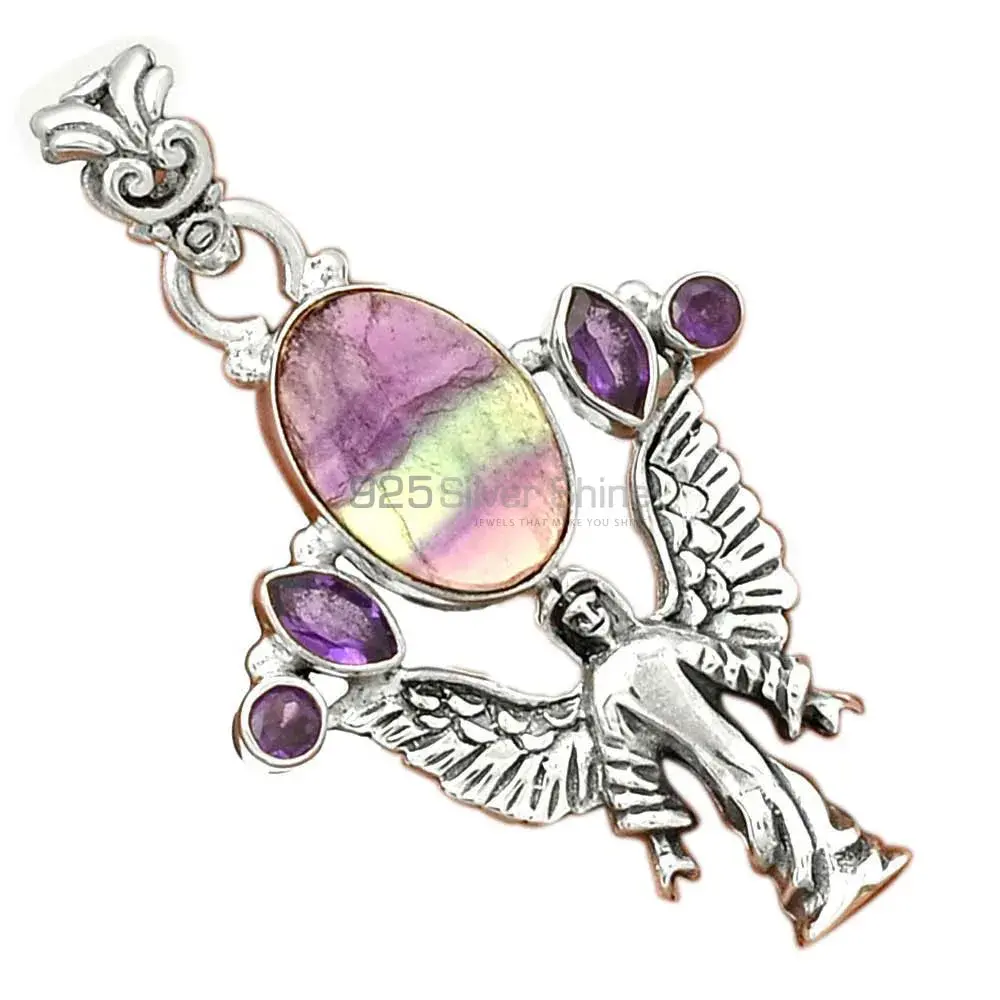 Multi Gemstone Pendants Exporters In 925 Solid Silver Jewelry 925SP089-7