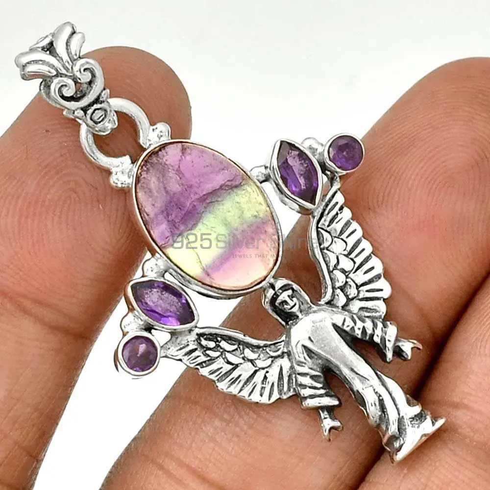 Multi Gemstone Pendants Exporters In 925 Solid Silver Jewelry 925SP089-7_0