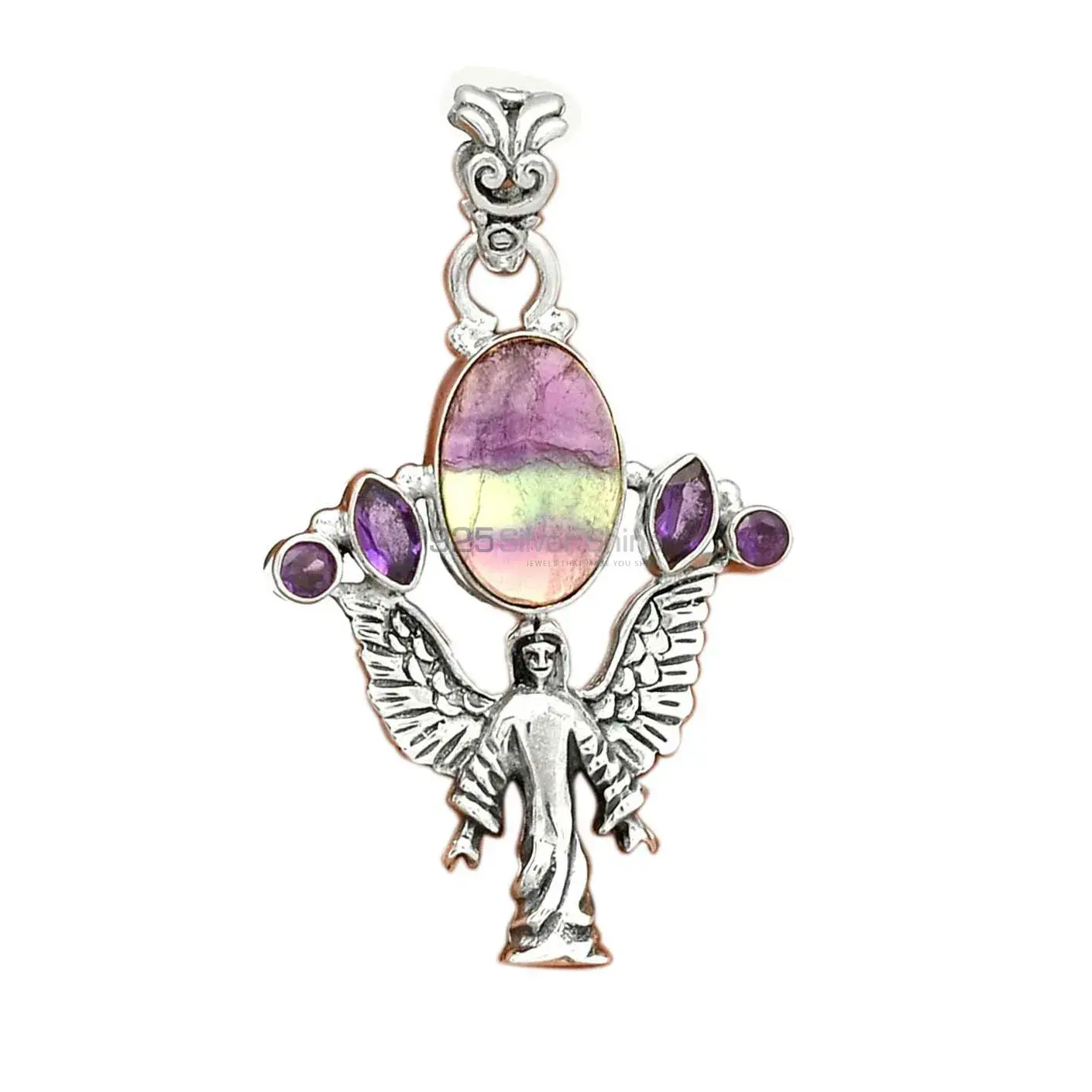 Multi Gemstone Pendants In 925 Solid Silver Jewelry 925SP089-7_2