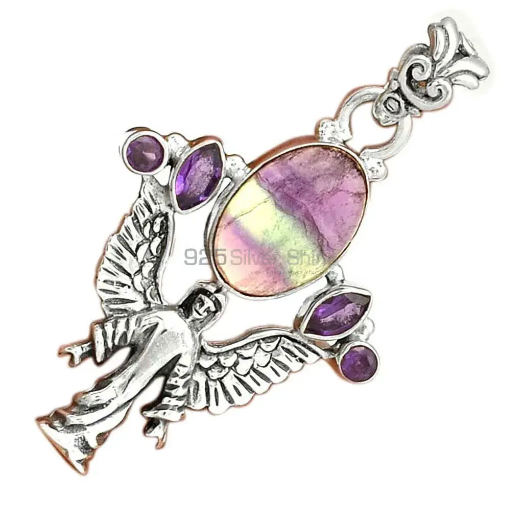 Multi Gemstone Pendants In 925 Solid Silver Jewelry 925SP089-7_3