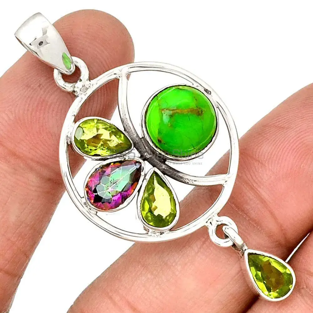 Multi Gemstone Pendants Exporters In 925 Solid Silver Jewelry 925SP098-5_0