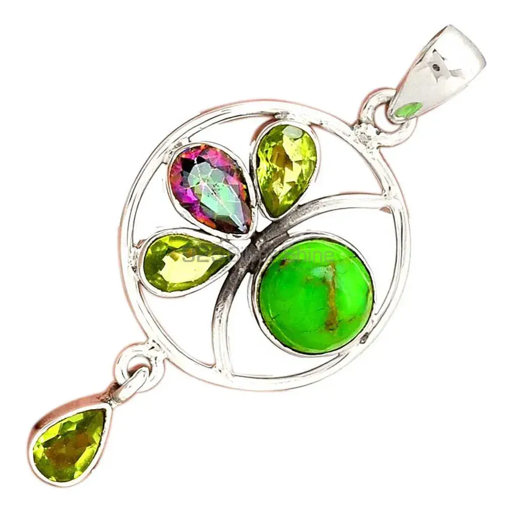 Multi Gemstone Pendants Exporters In 925 Solid Silver Jewelry 925SP098-5_2