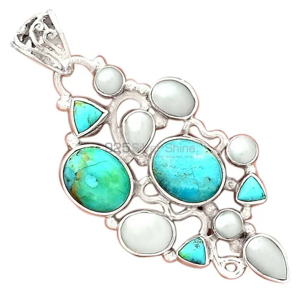 Multi Gemstone Pendants In 925 Solid Silver Jewelry 925SP12-1