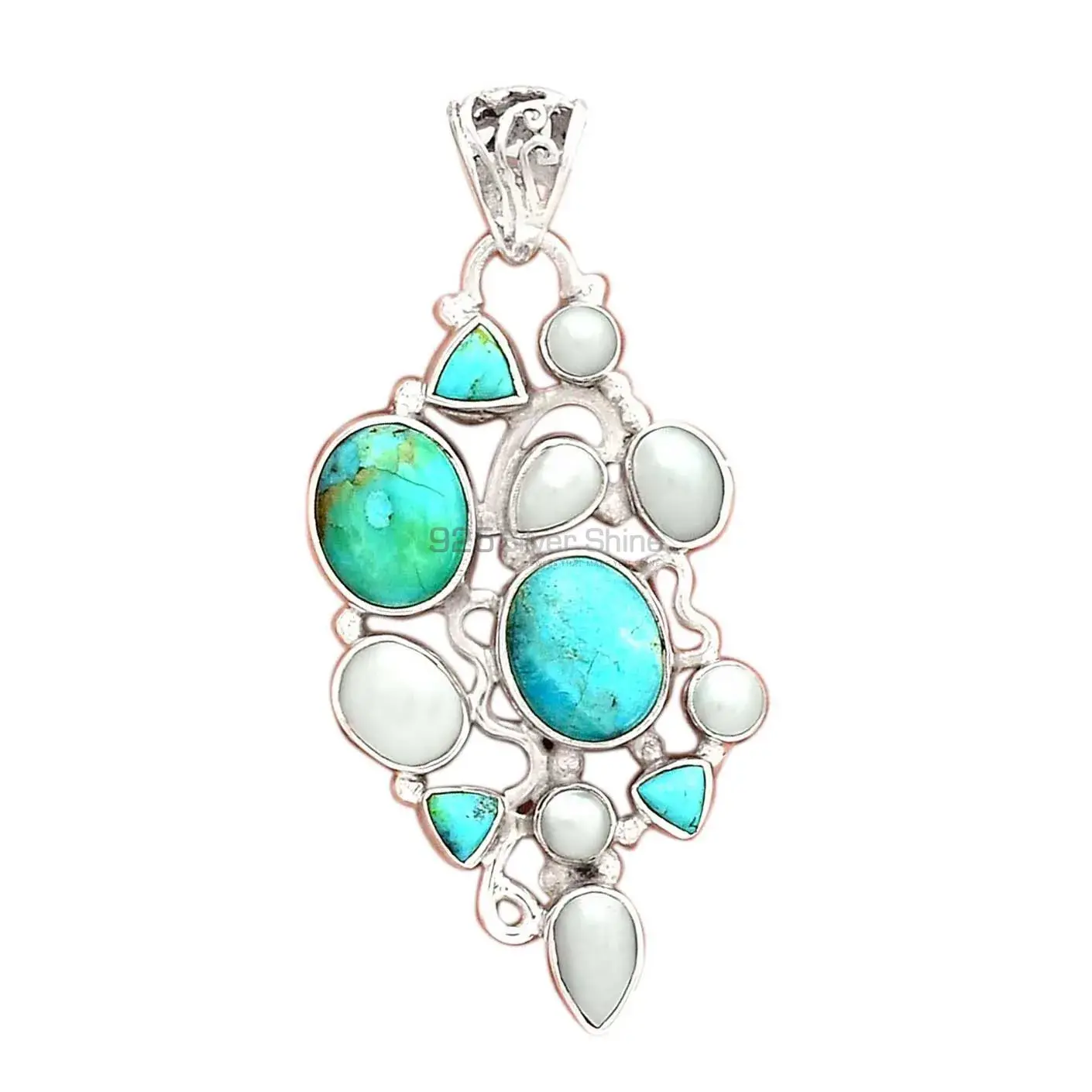 Multi Gemstone Pendants Exporters In 925 Solid Silver Jewelry 925SP12-1_1