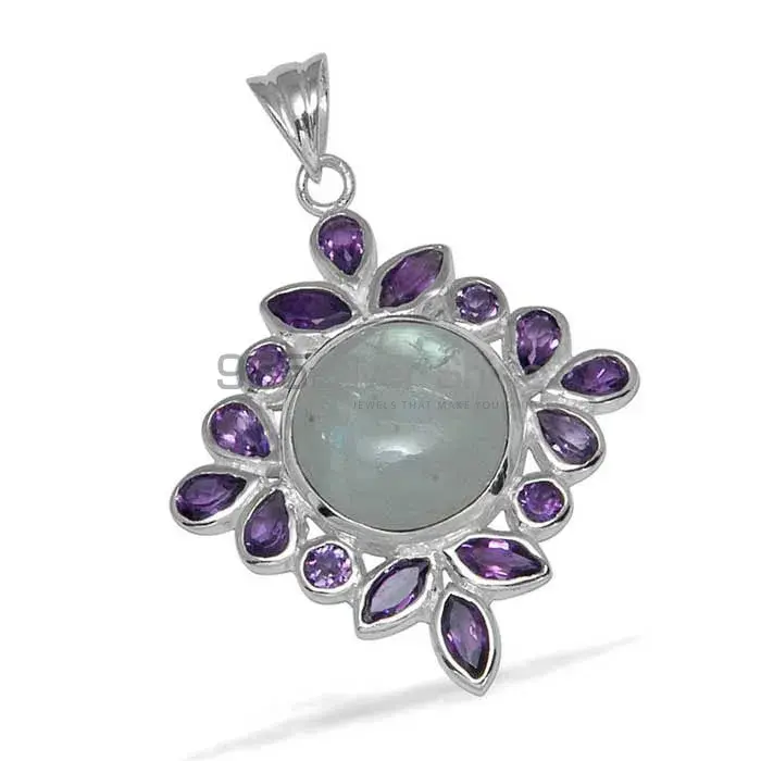 Multi Gemstone Pendants Exporters In 925 Solid Silver Jewelry 925SP1444_0