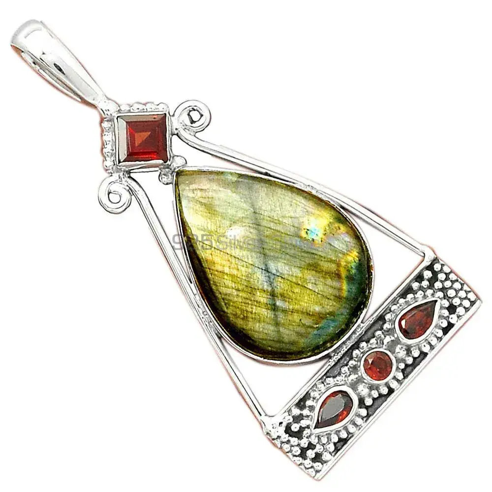 Multi Gemstone Pendants Exporters In 925 Solid Silver Jewelry 925SP25-6