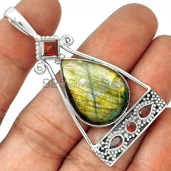 Multi Gemstone Pendants In 925 Solid Silver Jewelry 925SP25-6_1