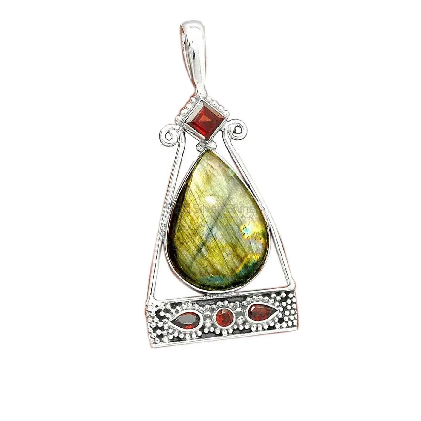 Multi Gemstone Pendants In 925 Solid Silver Jewelry 925SP25-6_2