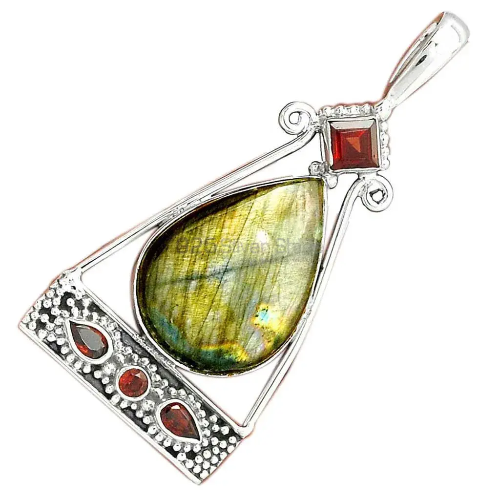 Multi Gemstone Pendants In 925 Solid Silver Jewelry 925SP25-6_3