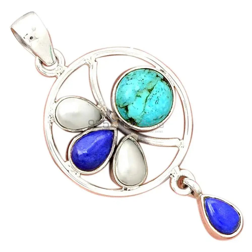 Multi Gemstone Pendants Suppliers In 925 Fine Silver Jewelry 925SP098-6