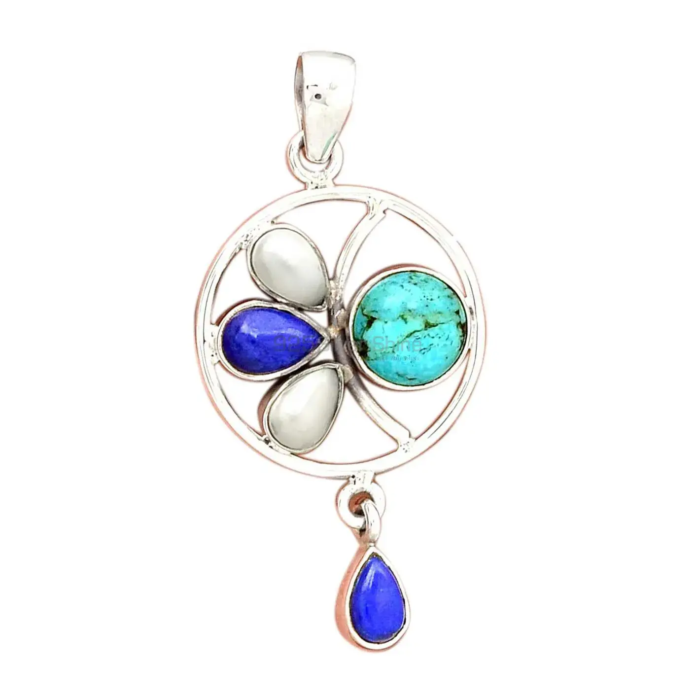 Multi Gemstone Pendants Suppliers In 925 Fine Silver Jewelry 925SP098-6_1