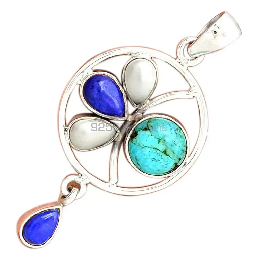 Multi Gemstone Pendants In 925 Fine Silver Jewelry 925SP098-6_3
