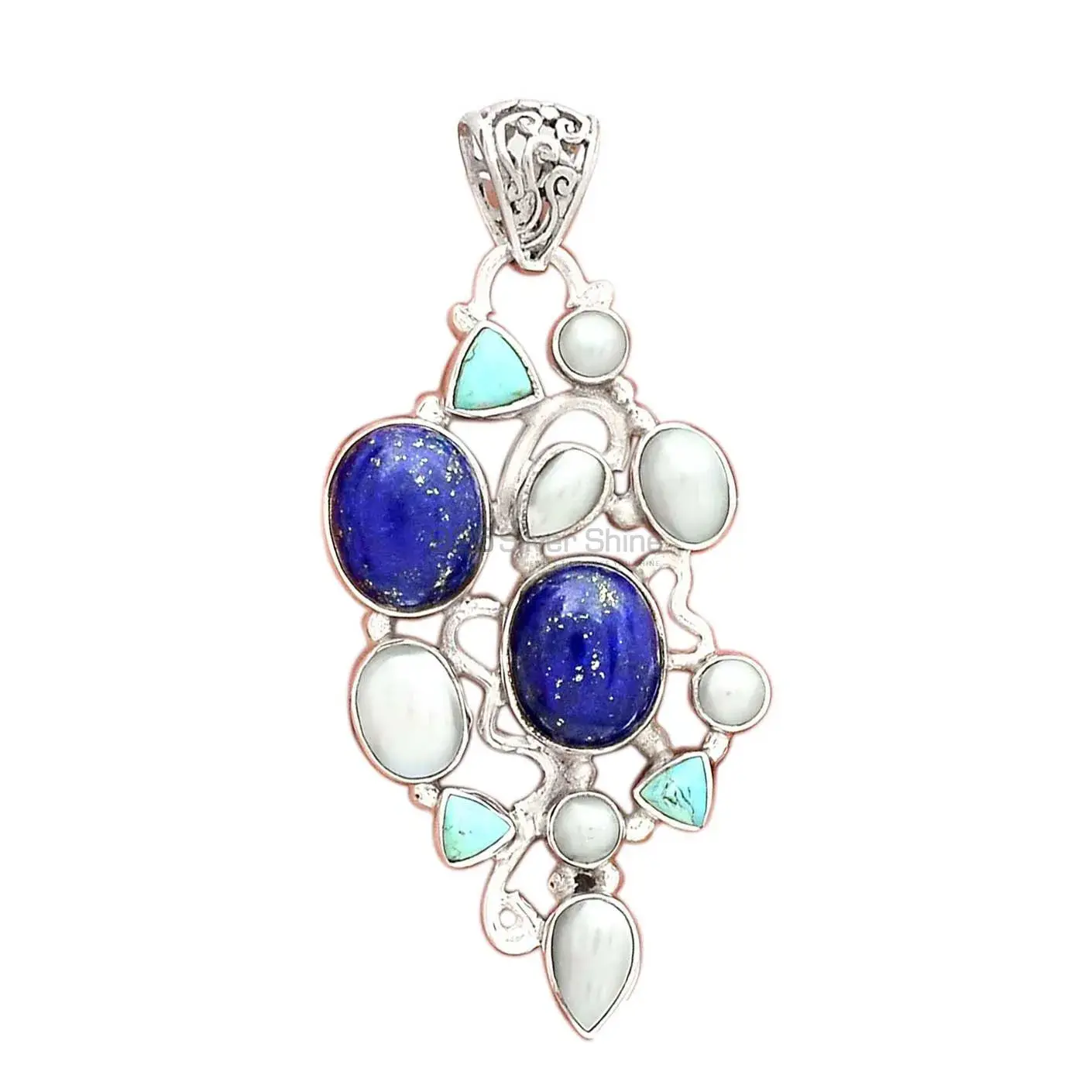 Multi Gemstone Pendants In 925 Fine Silver Jewelry 925SP12-2_0