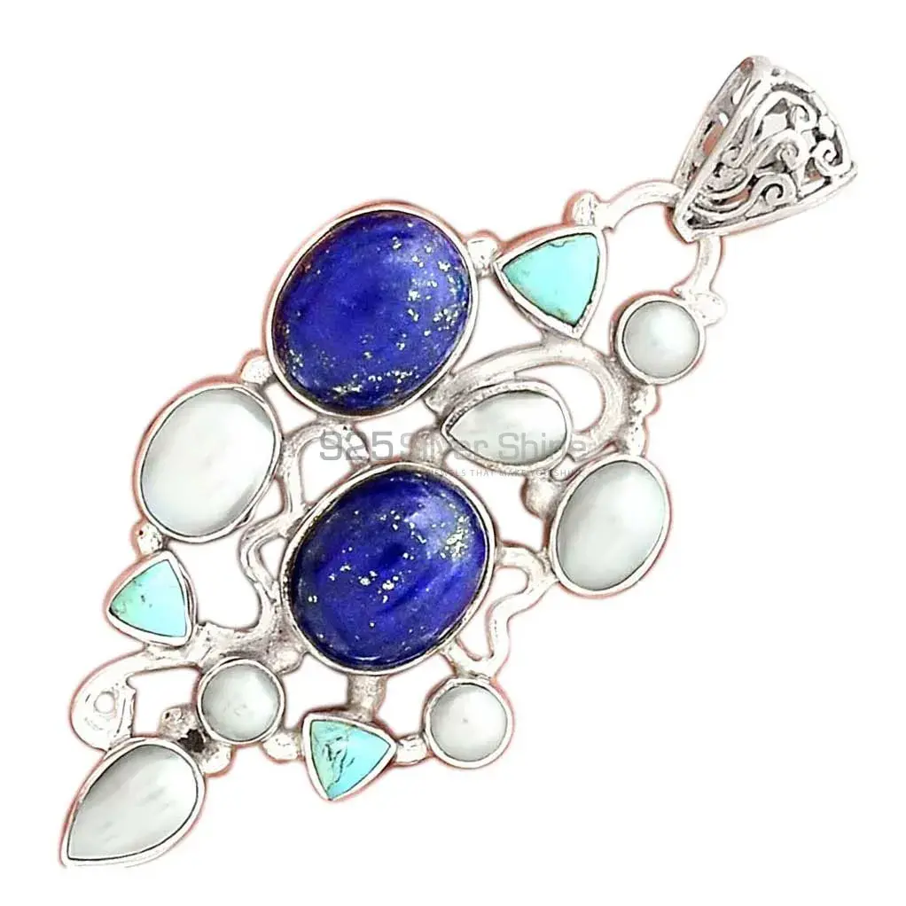 Multi Gemstone Pendants Suppliers In 925 Fine Silver Jewelry 925SP12-2_0