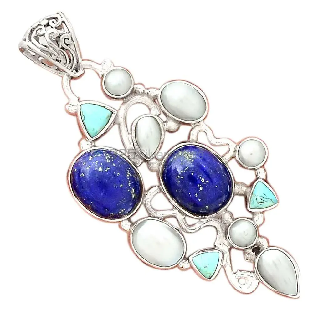 Multi Gemstone Pendants Suppliers In 925 Fine Silver Jewelry 925SP12-2_1