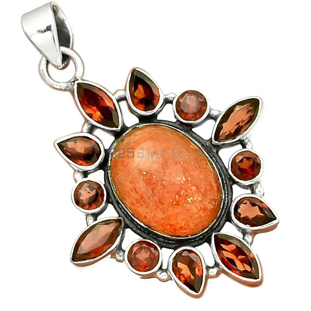 Multi Gemstone Pendants Wholesaler In Fine Sterling Silver Jewelry 925SP078-3