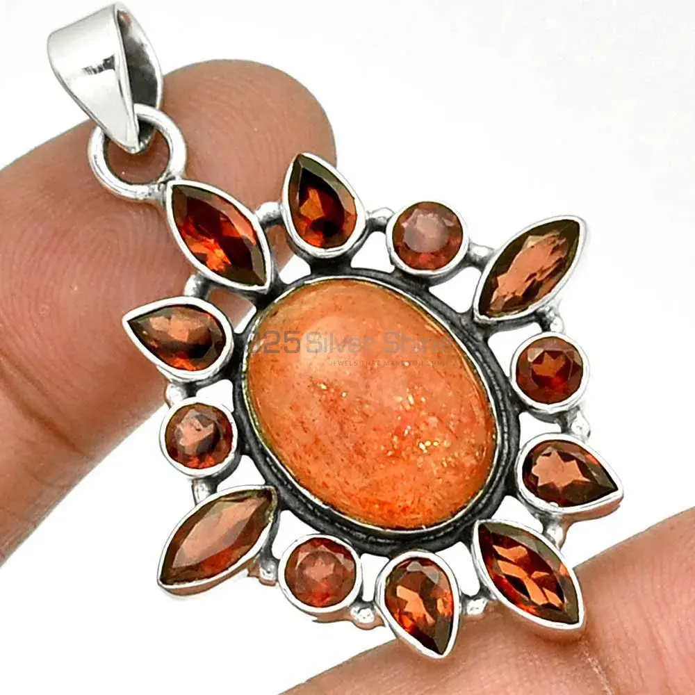 Multi Gemstone Pendants In Fine Sterling Silver Jewelry 925SP078-3_1