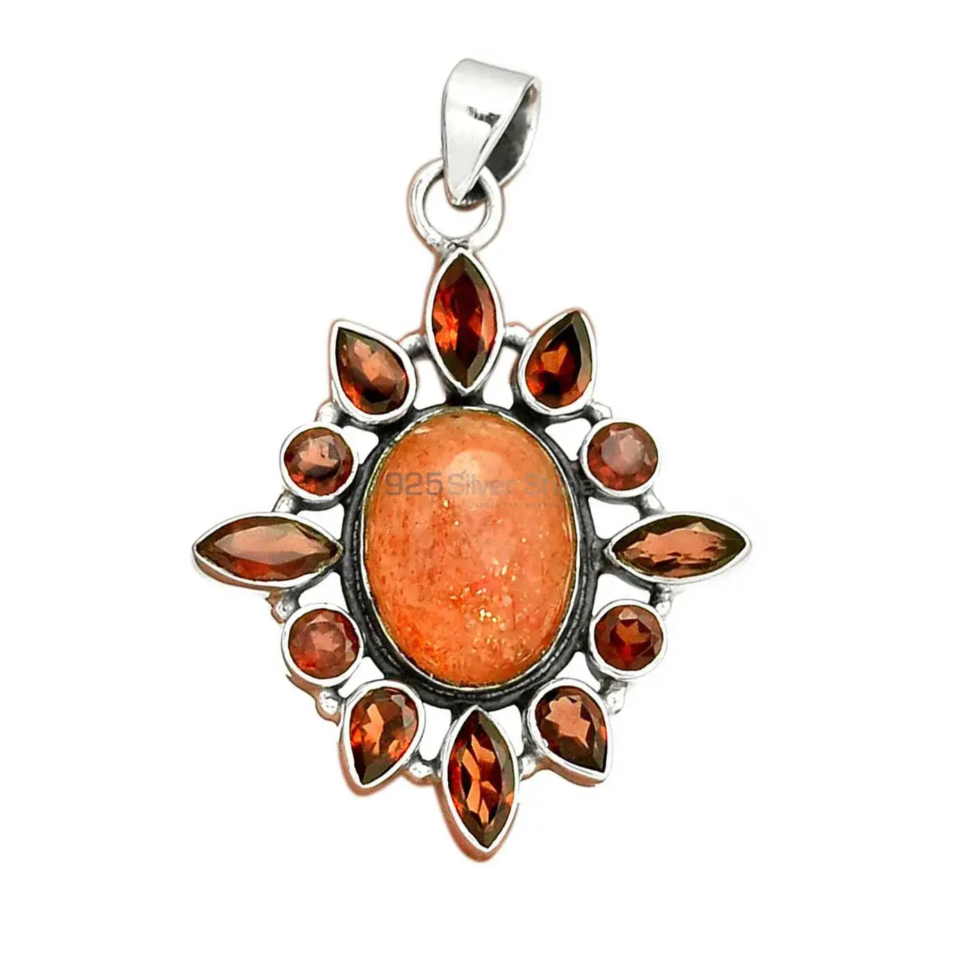 Multi Gemstone Pendants In Fine Sterling Silver Jewelry 925SP078-3_2